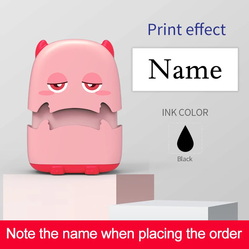 Custom Cartoon Baby Name Stamp Kit - Reusable for Cotton/Modal Clothes & School Bags, Non-Toxic Waterproof Ink Seal