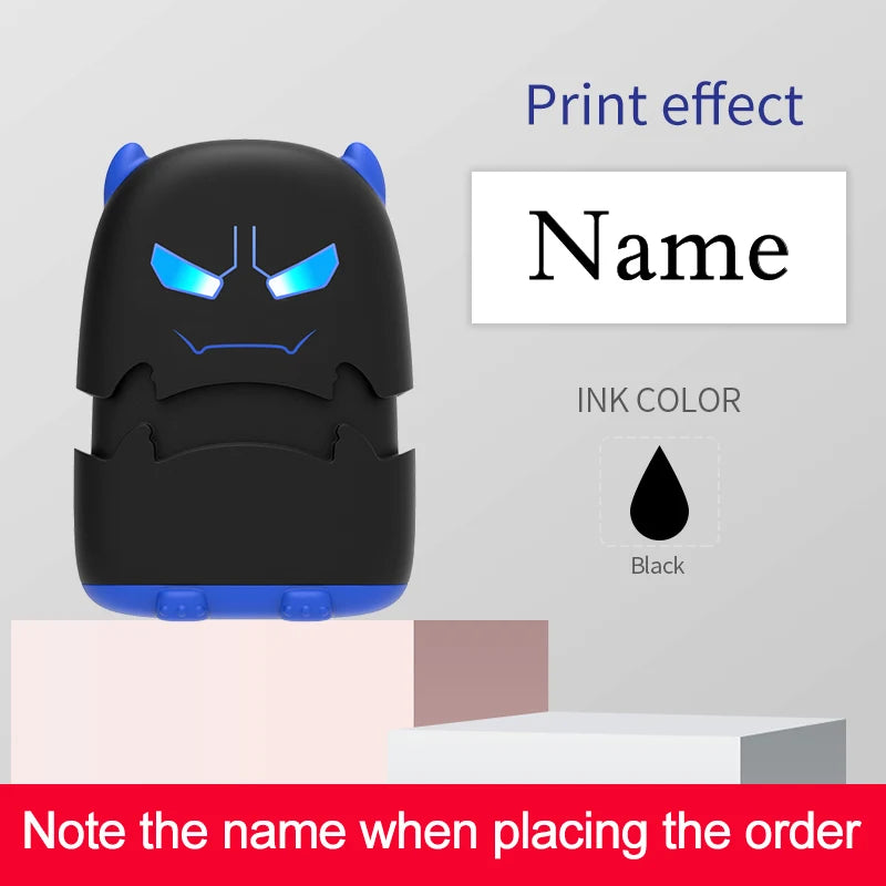 Custom Cartoon Baby Name Stamp Kit - Reusable for Cotton/Modal Clothes & School Bags, Non-Toxic Waterproof Ink Seal